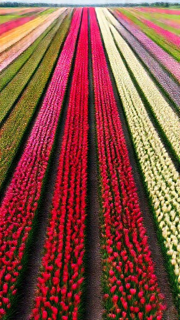 Rows Colors Dutch Landscape Nature 4K Wallpaper