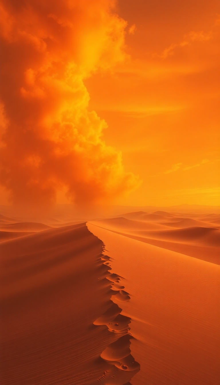 Urban Approaching Desert Dramatic Orange Photorealistic Wallpaper