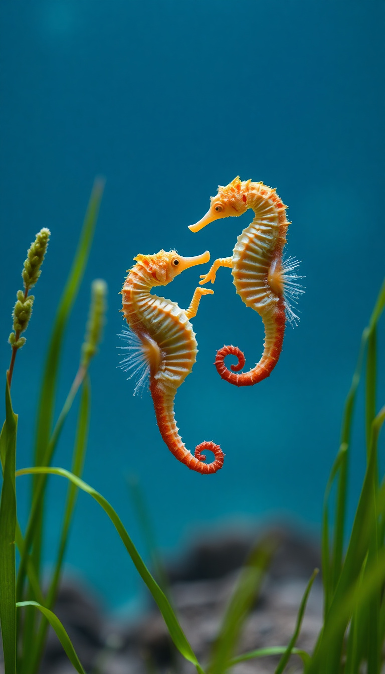 Elegant Stunning Seahorse Couple Dancing Wallpaper