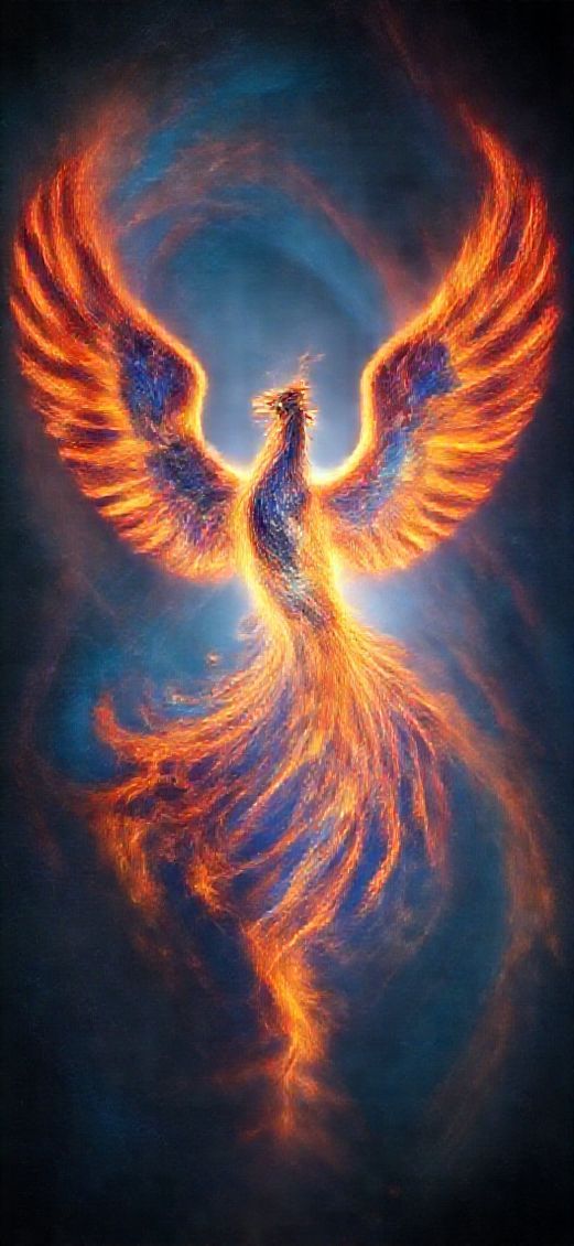 Holographic Nebula Shaped Like Phoenix Bird Wallpaper