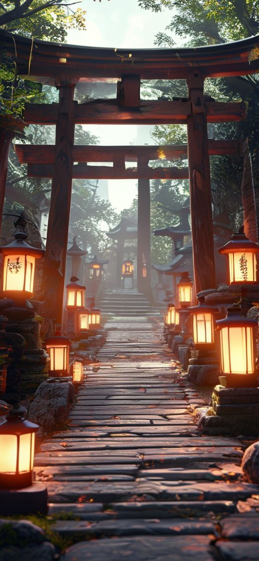 Japanese Temple Gate Twilight Mini Wallpaper