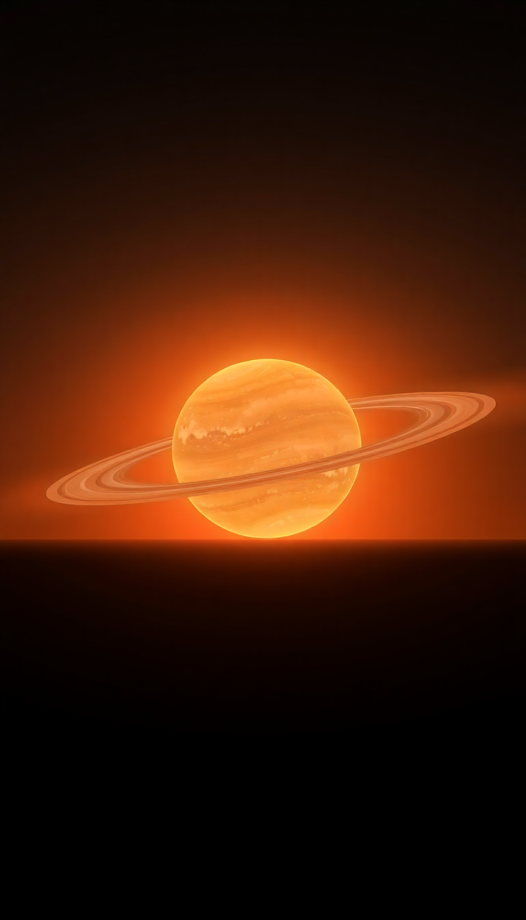 Massive Ringed Planet Rising Over Alien Photorealistic Max Wallpaper