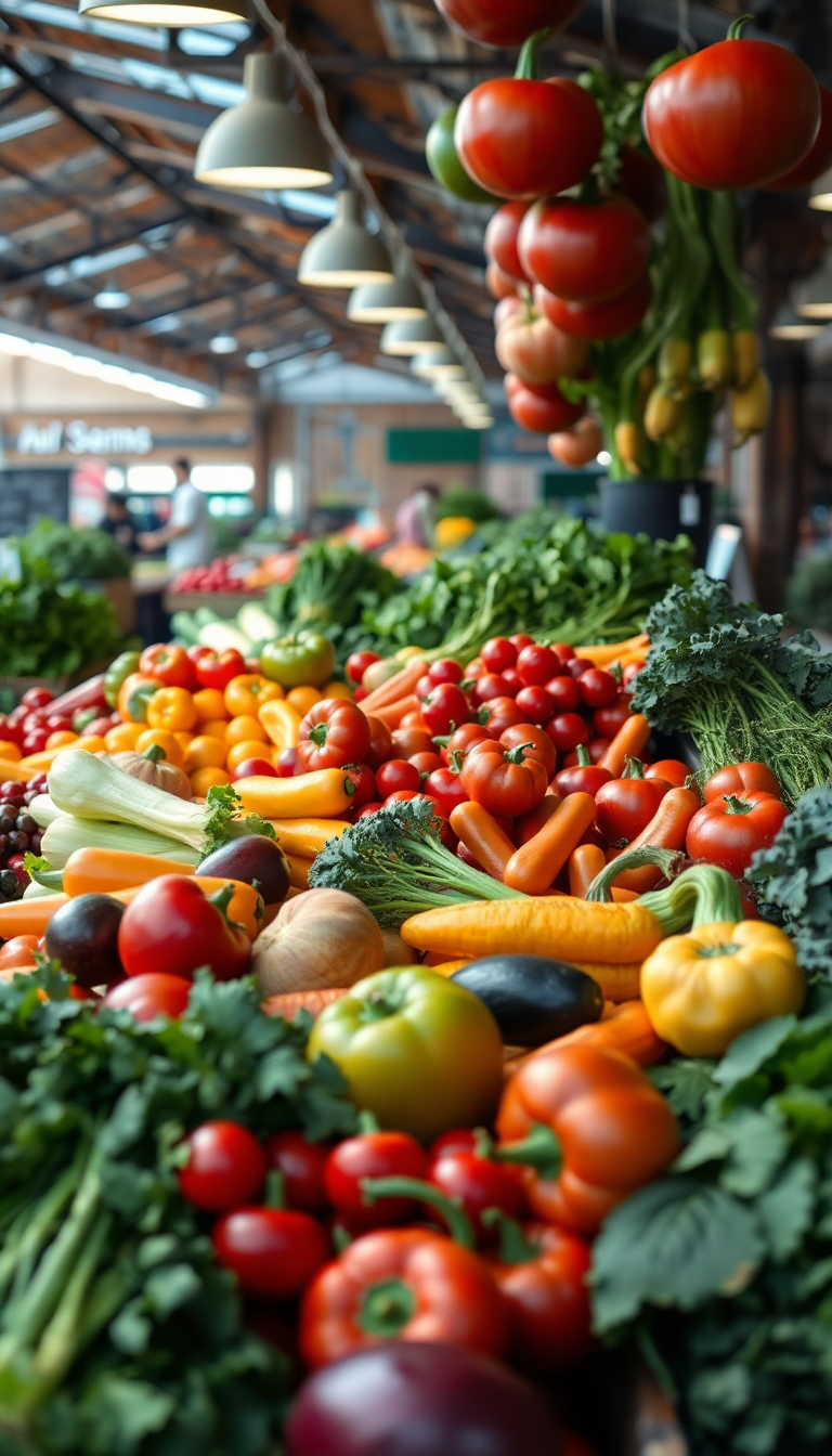 Farmers Market Produce Colorful Vegetables Fresh Photorealistic Max Wallpaper