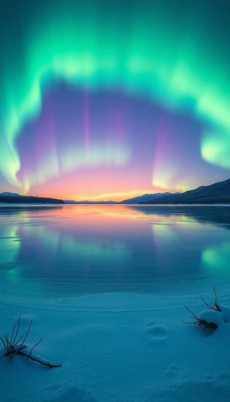 Nature Silver Winter Northern Lights Wallpaper
