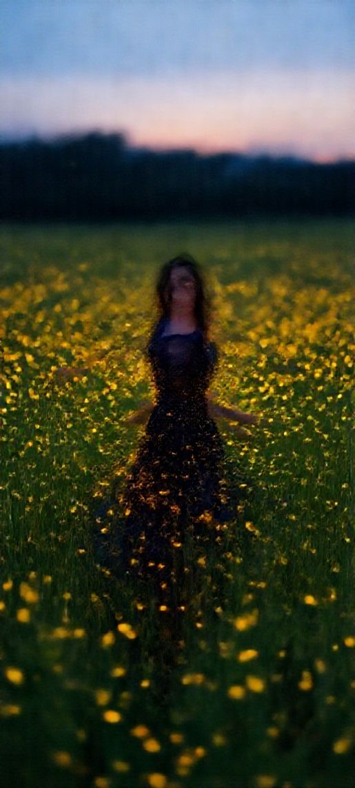 Sacred Fireflies Summer Twilight Photorealistic Wallpaper