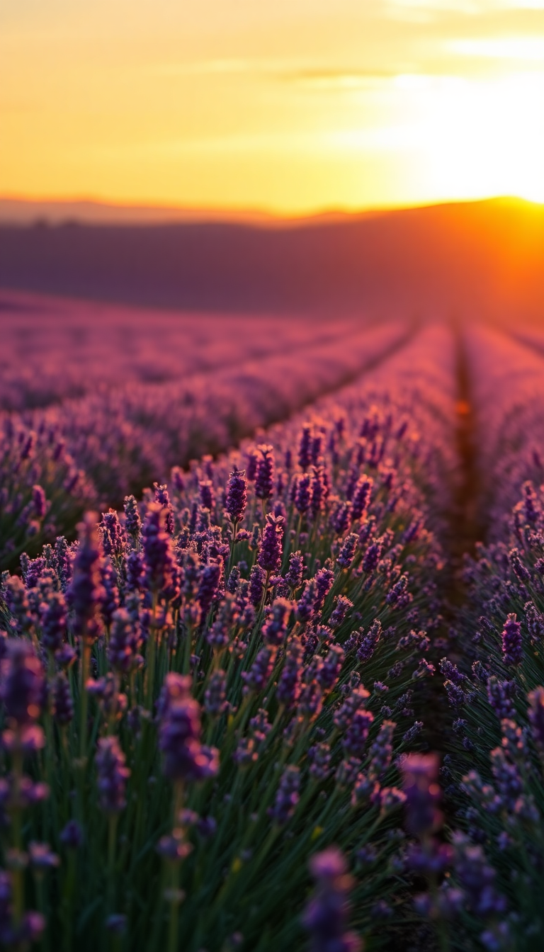 Zen Golden Hour Purple Rows Wallpaper