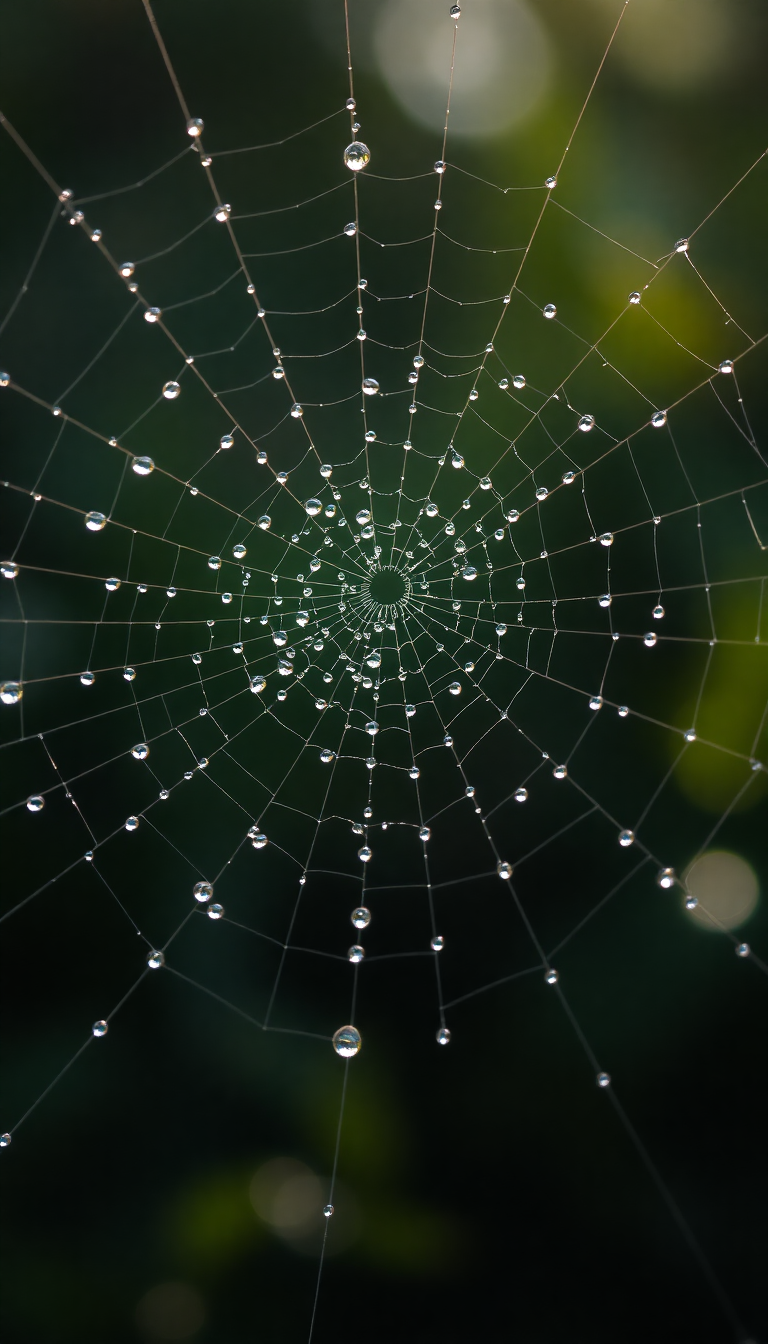 Baroque Dew Drops Spiderweb Morning Light Wallpaper