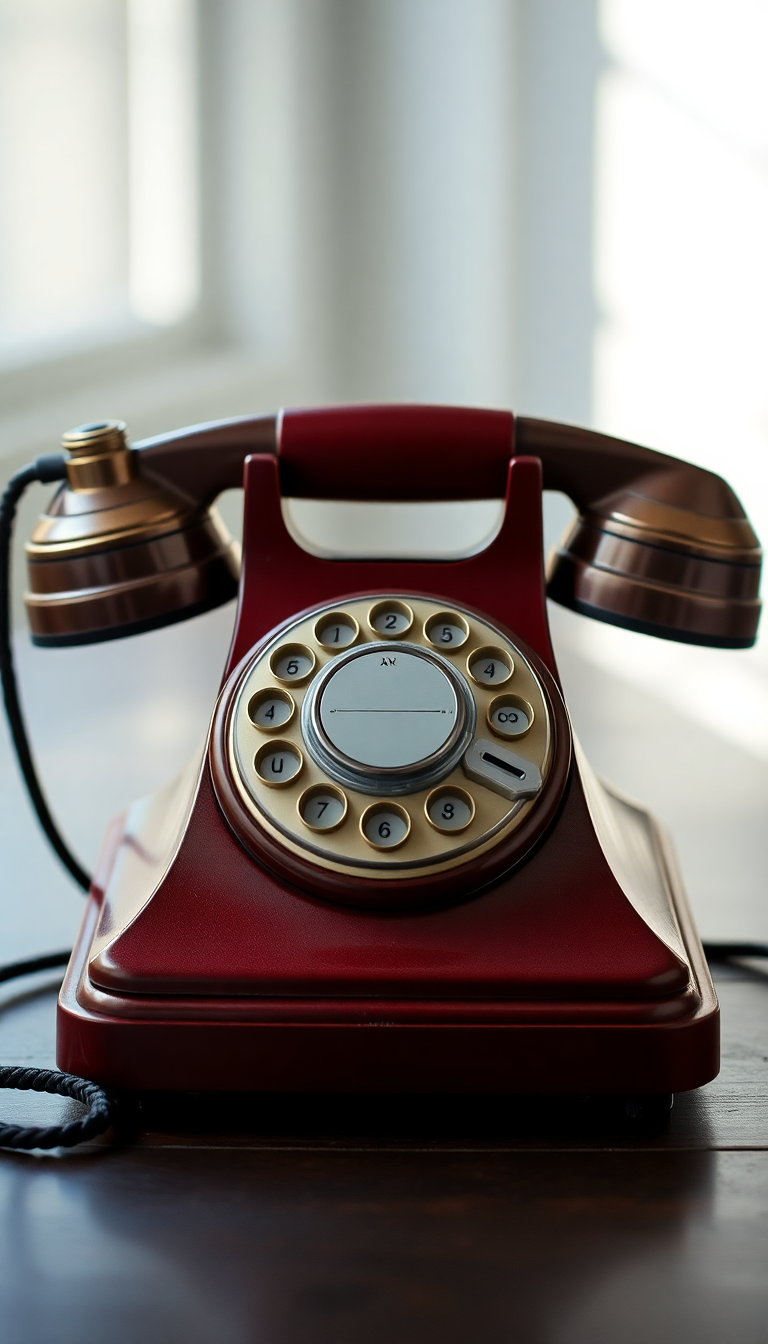 Charming Fiery Vintage Telephone Rotary Wallpaper