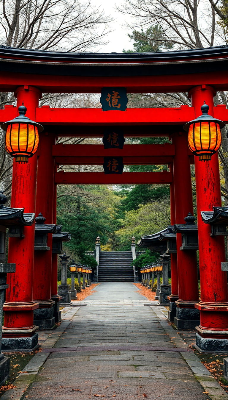 Photorealistic Warm Temple Gate Torii Wallpaper