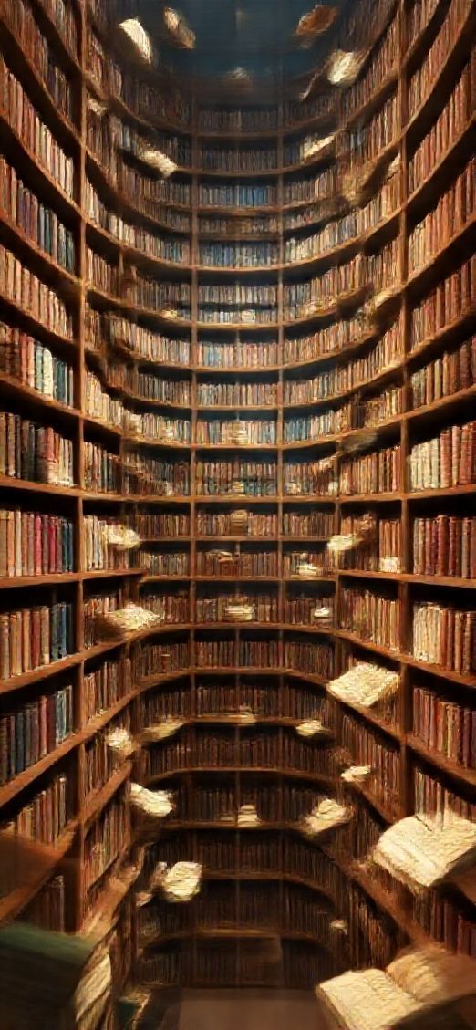 Forest Floating Bookshelves Infinite Library Anime Wallpaper