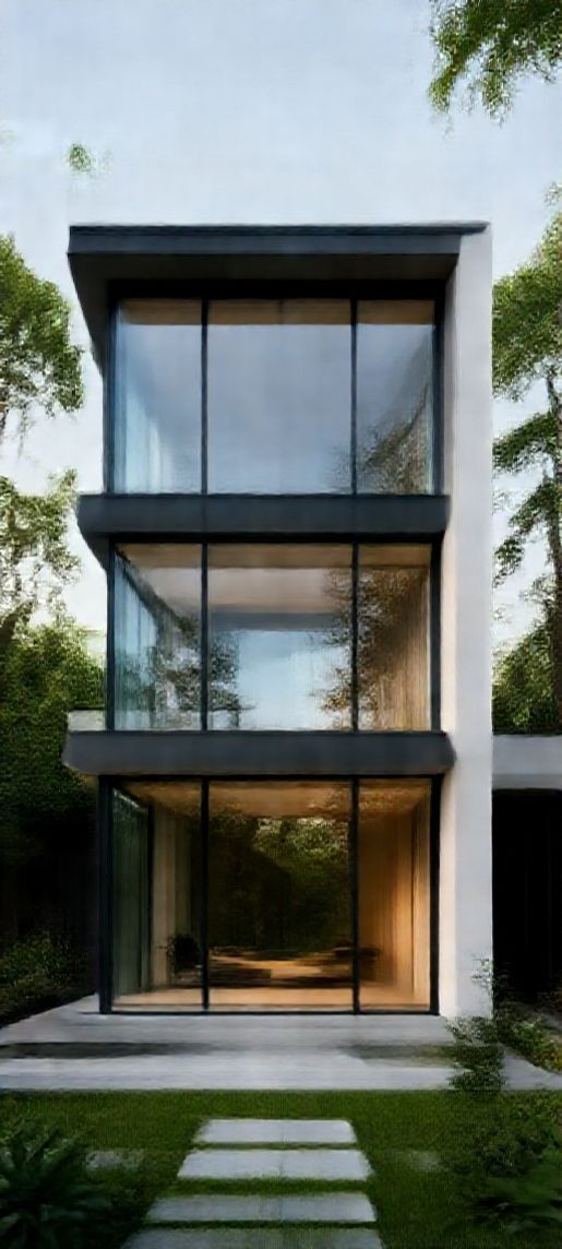 Rich Minimalist House Glass Walls Photorealistic Wallpaper