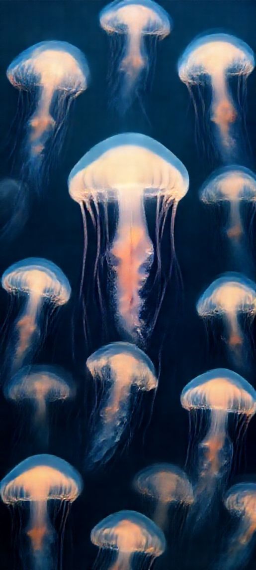 Fiery Tropical Jellyfish Swarm Deep Wallpaper