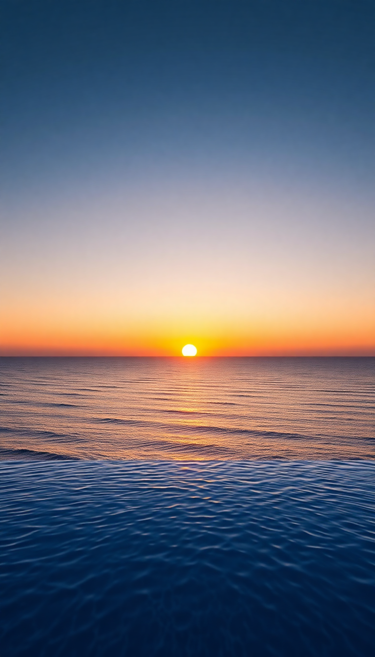 Golden Ocean Overlooking Edge Pool Photorealistic Wallpaper