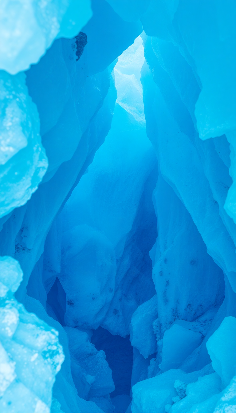 Glacial Ice Cave Blue Crystal Photorealistic Wallpaper