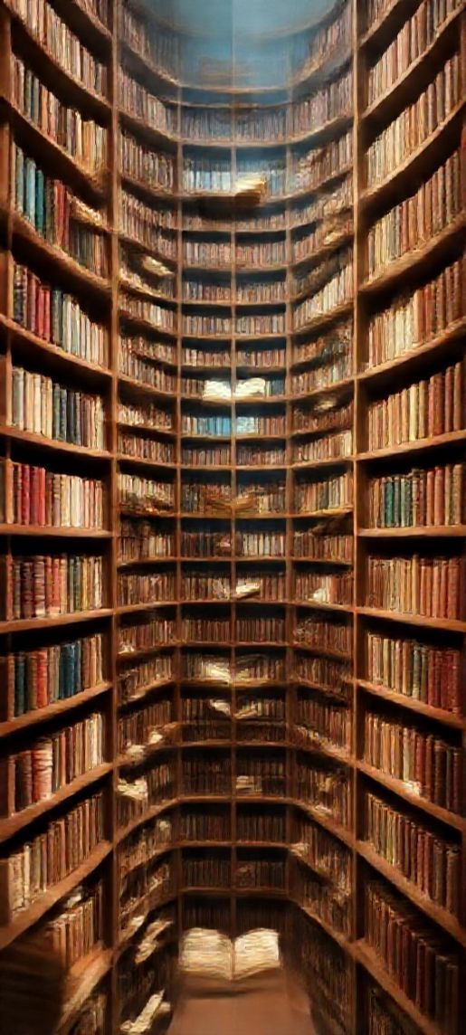 Dramatic Magical Library Infinite Bookshelves Floating Wallpaper