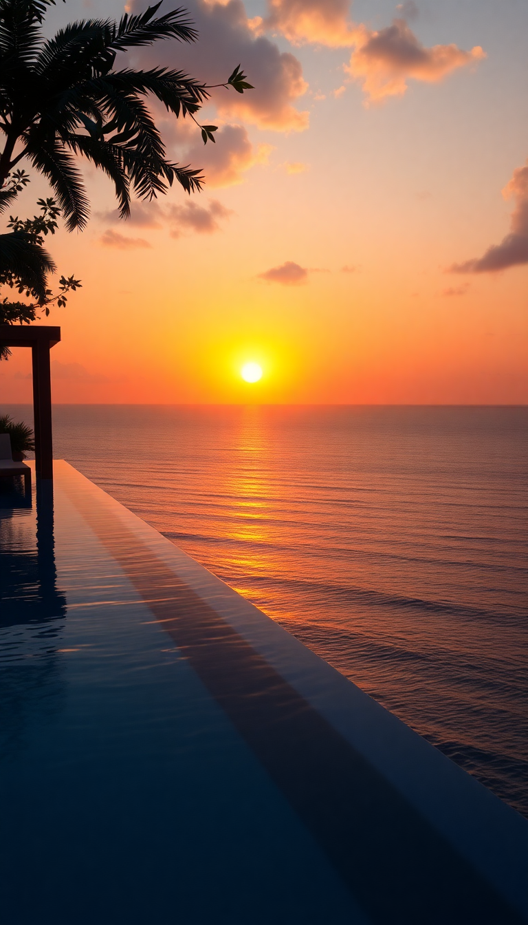 Solar Infinity Pool Edge Overlooking Ocean Wallpaper