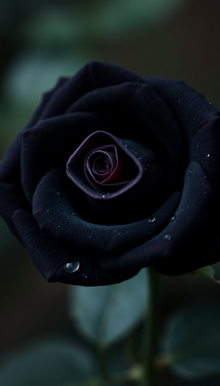 Black Rose With Brilliant HD Wallpaper