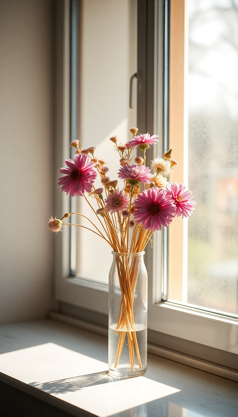 Lush Vase Glass In Flowers Aesthetic Wallpaper