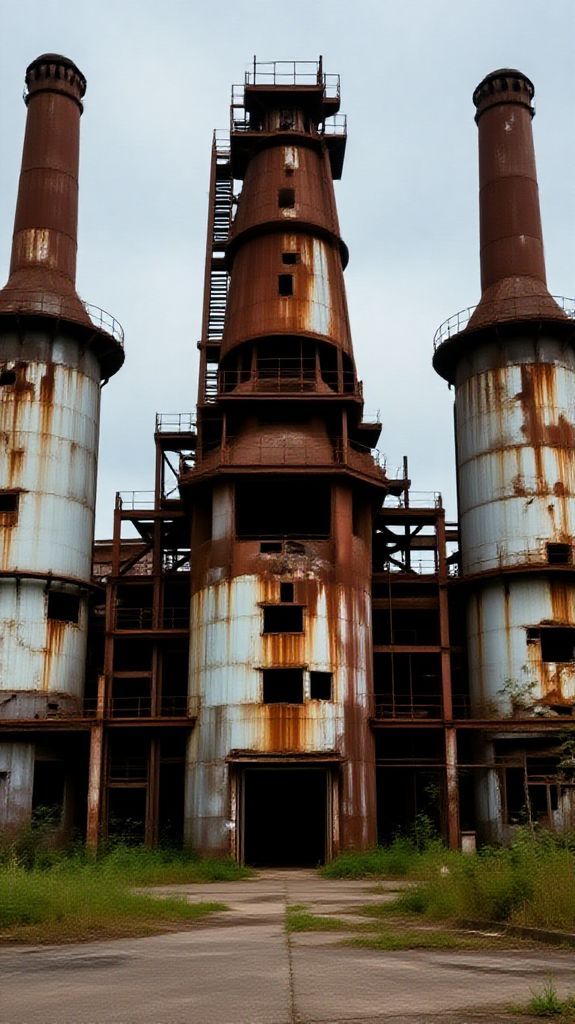 Zen Abandoned Factory Nature Reclaiming Industrial Wallpaper