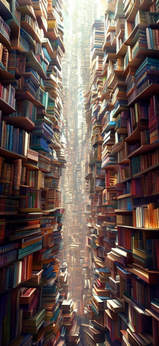 Geometric Glowing Infinite Library Impossible Wallpaper