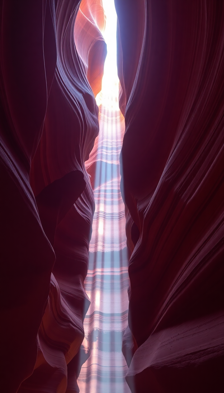 Premium Canyon Light Beam Hitting Photorealistic Wallpaper