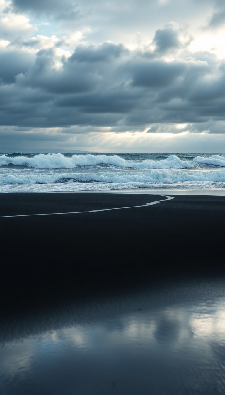 Fluid Icelandic Sand Waves Dramatic Photorealistic Wallpaper