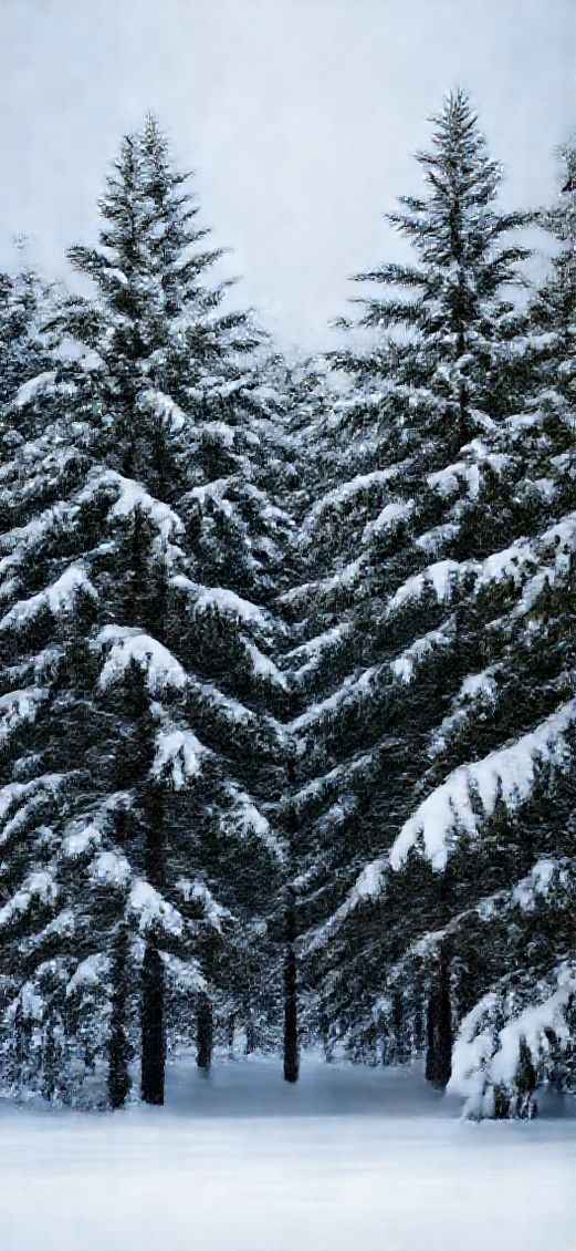 Oceanic Winter Snow Trees Photorealistic Wallpaper