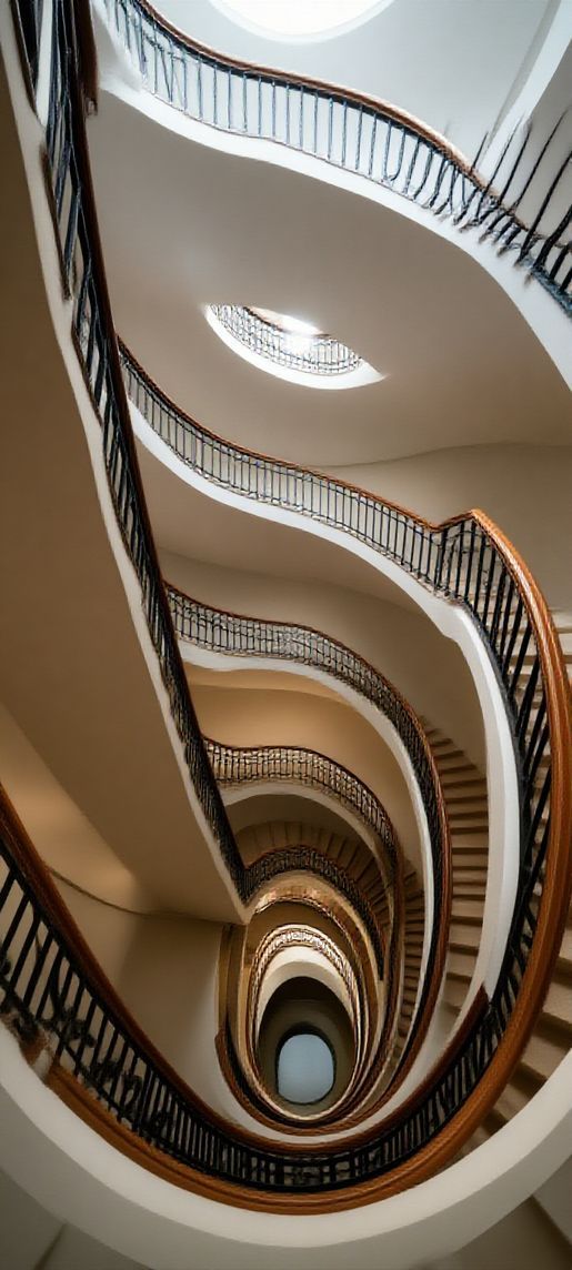 Spiral Staircase Looking Endless Architectural Photorealistic Original Wallpaper