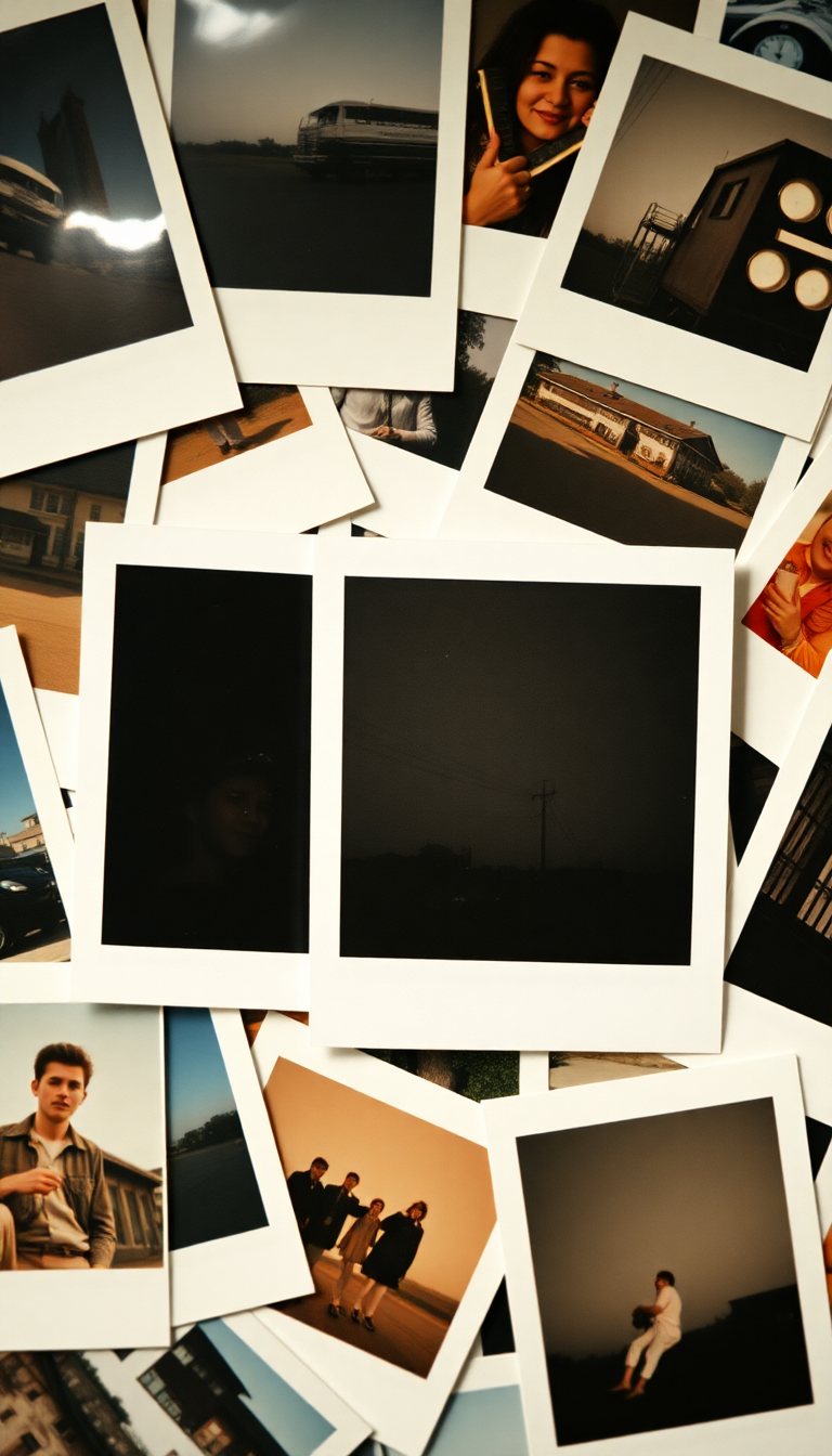 Vintage Polaroid Collection Scattered Memories Aesthetic Deluxe Wallpaper