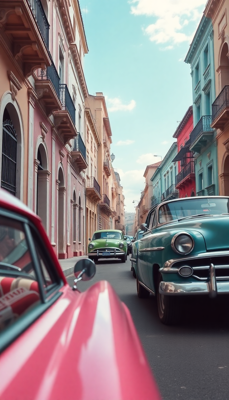 Frozen Old Havana Classic Cars Pastel Wallpaper