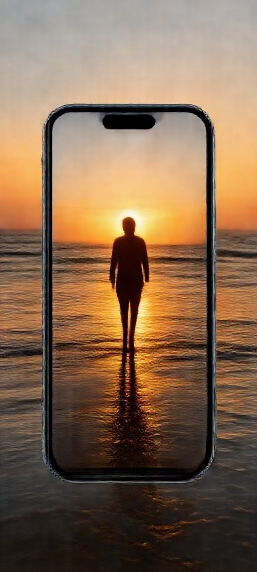 Metallic Beach Golden Silhouette Photorealistic Wallpaper