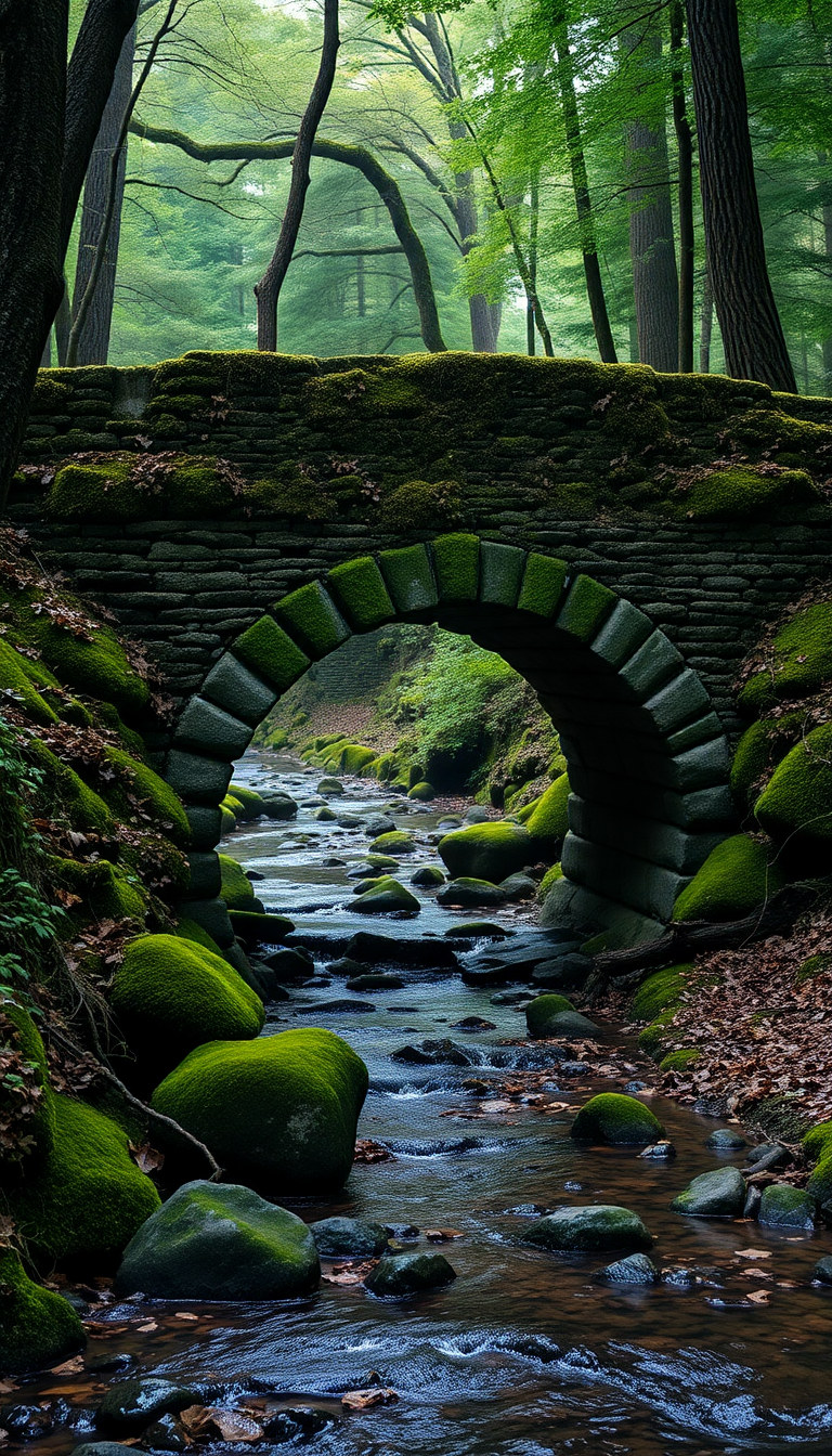 Stone Bridge Forest Stream Nature Original Wallpaper