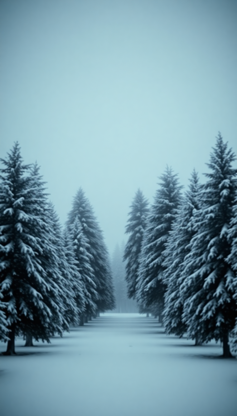 Icy Snow Wind Trees Bending Photorealistic Wallpaper