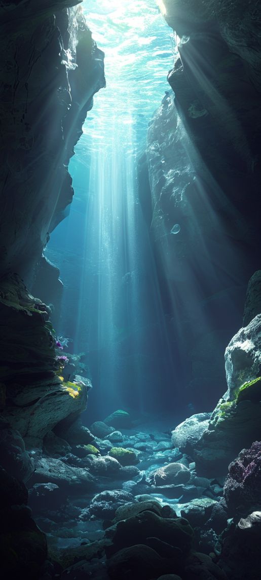 Premium Underwater Entrance Streaming Photorealistic Wallpaper