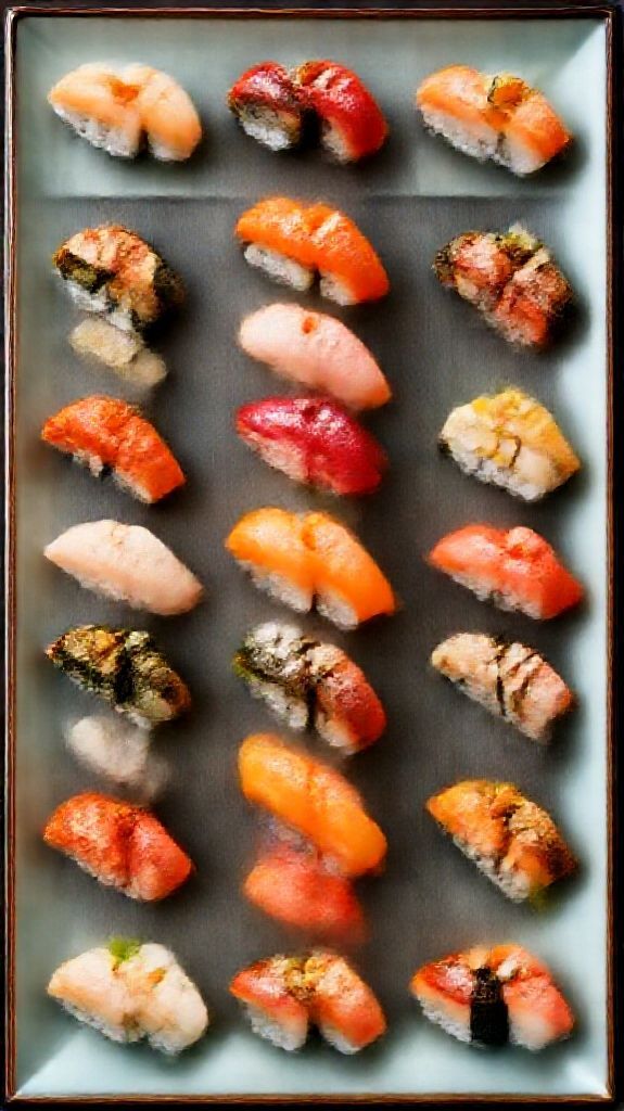 Fresh Sushi Arrangement Artistic Plating Japanese Photorealistic Mega Wallpaper
