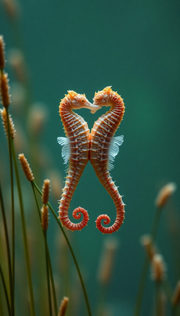 Nature Primal Seahorse Couple Dancing Wallpaper