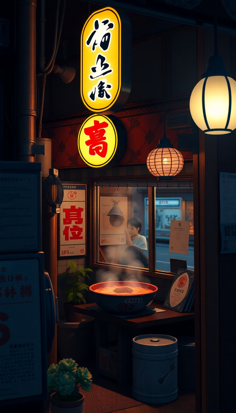 Silky Ramen Shop At Night Anime Wallpaper