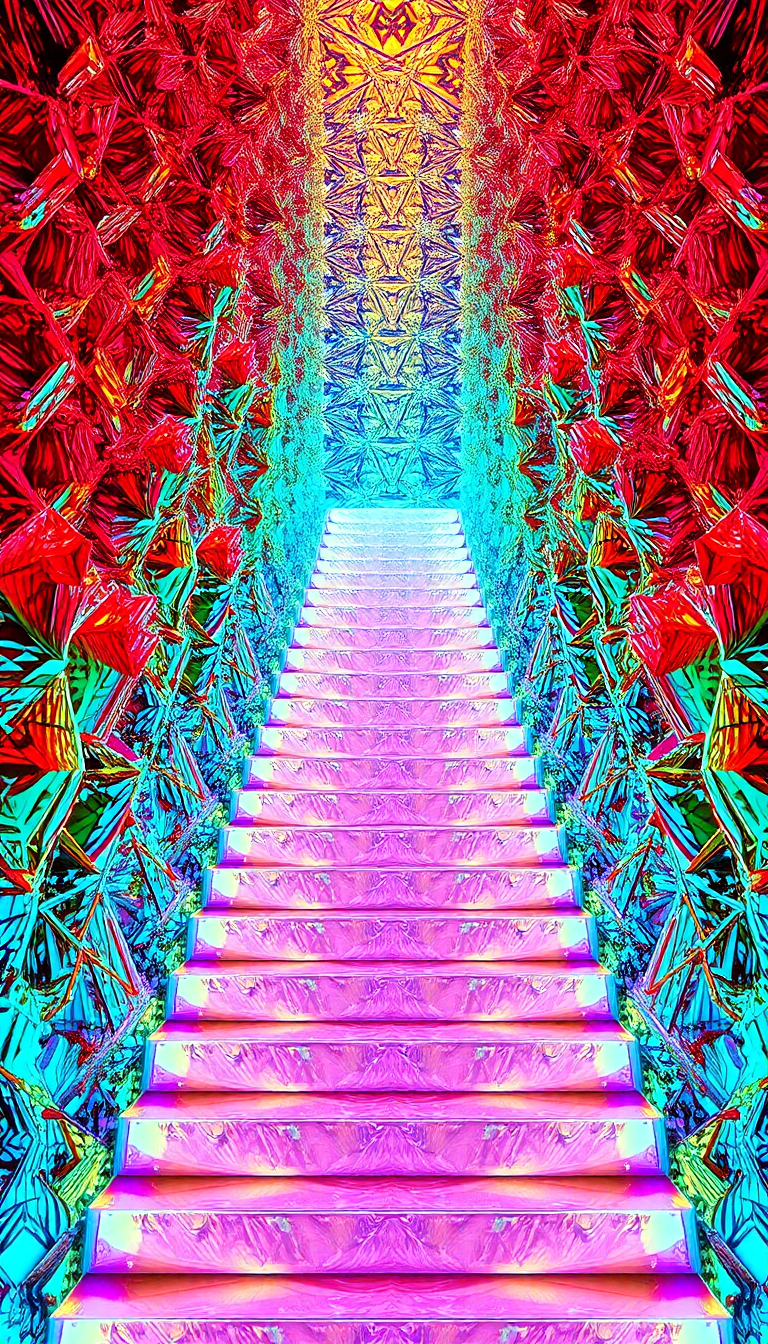 Organic Crystal Formation Rainbow Metallic Photorealistic Wallpaper