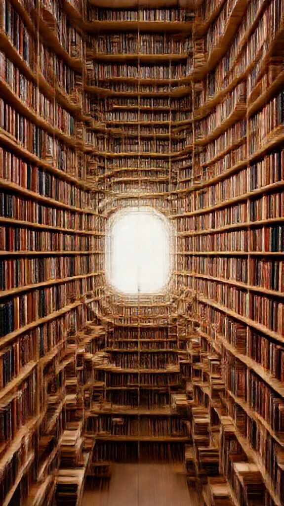 Pristine Library Impossible Architecture Books Digital art Wallpaper