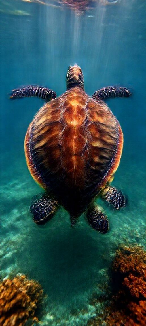 Nature Futuristic Sea Turtle Swimming Wallpaper