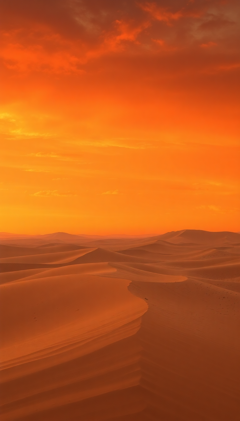 Ethereal Desert Dramatic Orange Sky Wallpaper