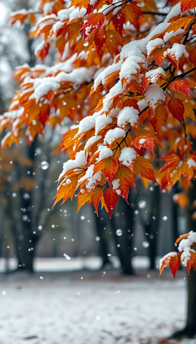 Matte Alluring First Snow Falling Wallpaper