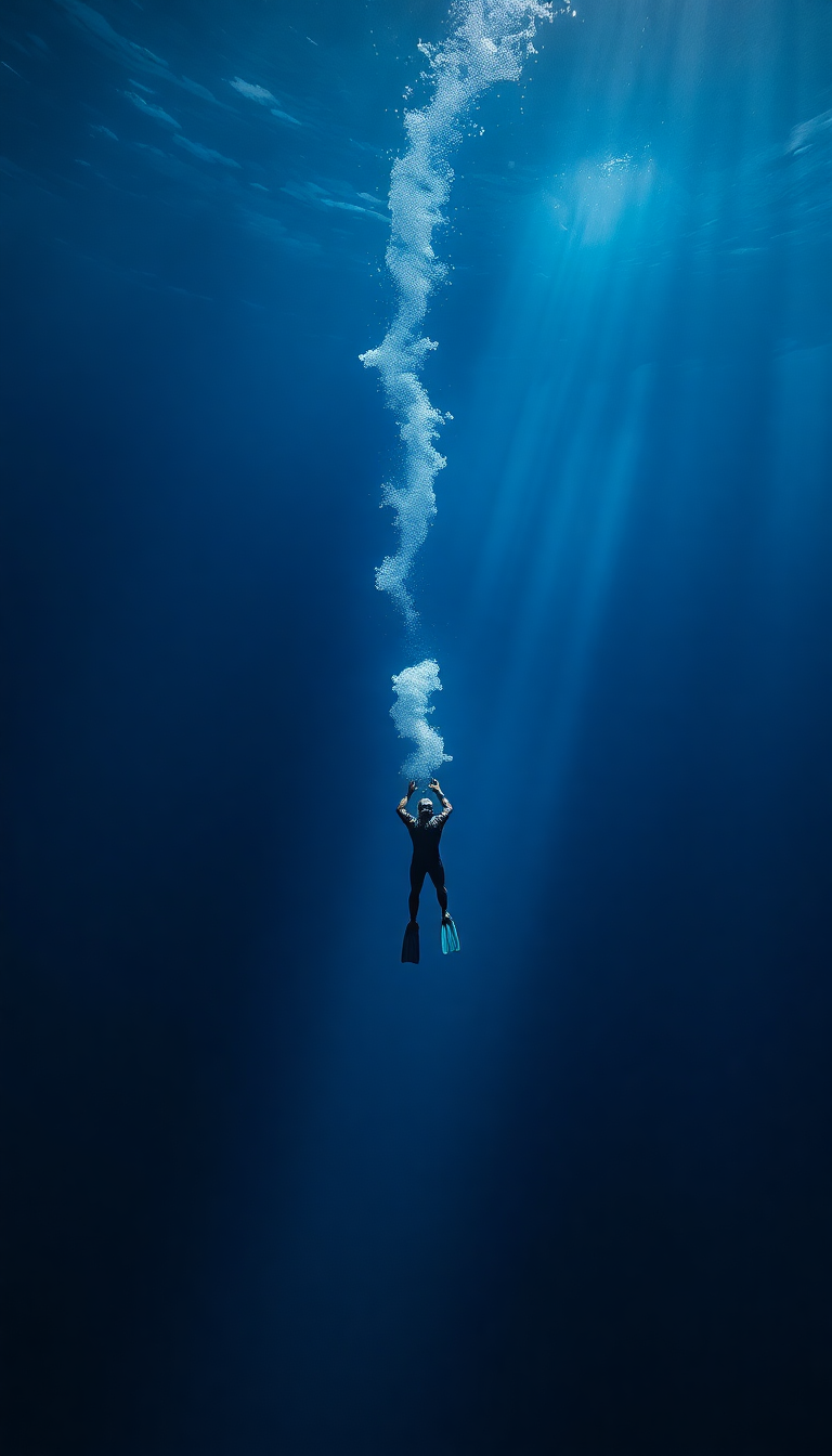 Sleek Pastel Freediver Descending Into Wallpaper