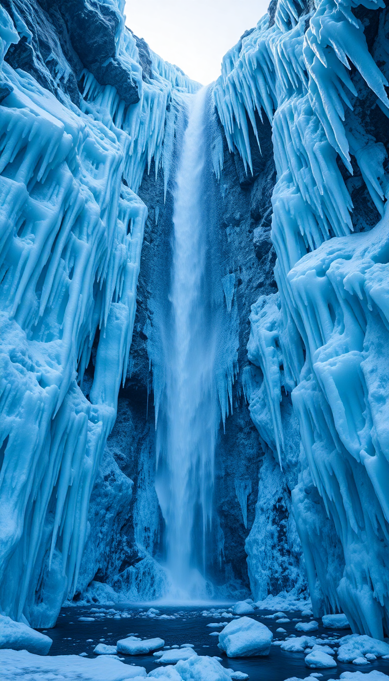 Photorealistic Sonic Waterfall Ice Formations Wallpaper