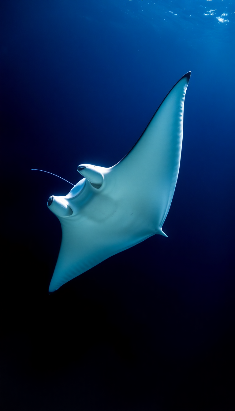 Manta Ray Gliding Graceful Underwater Ballet Photorealistic Ultra HD Wallpaper