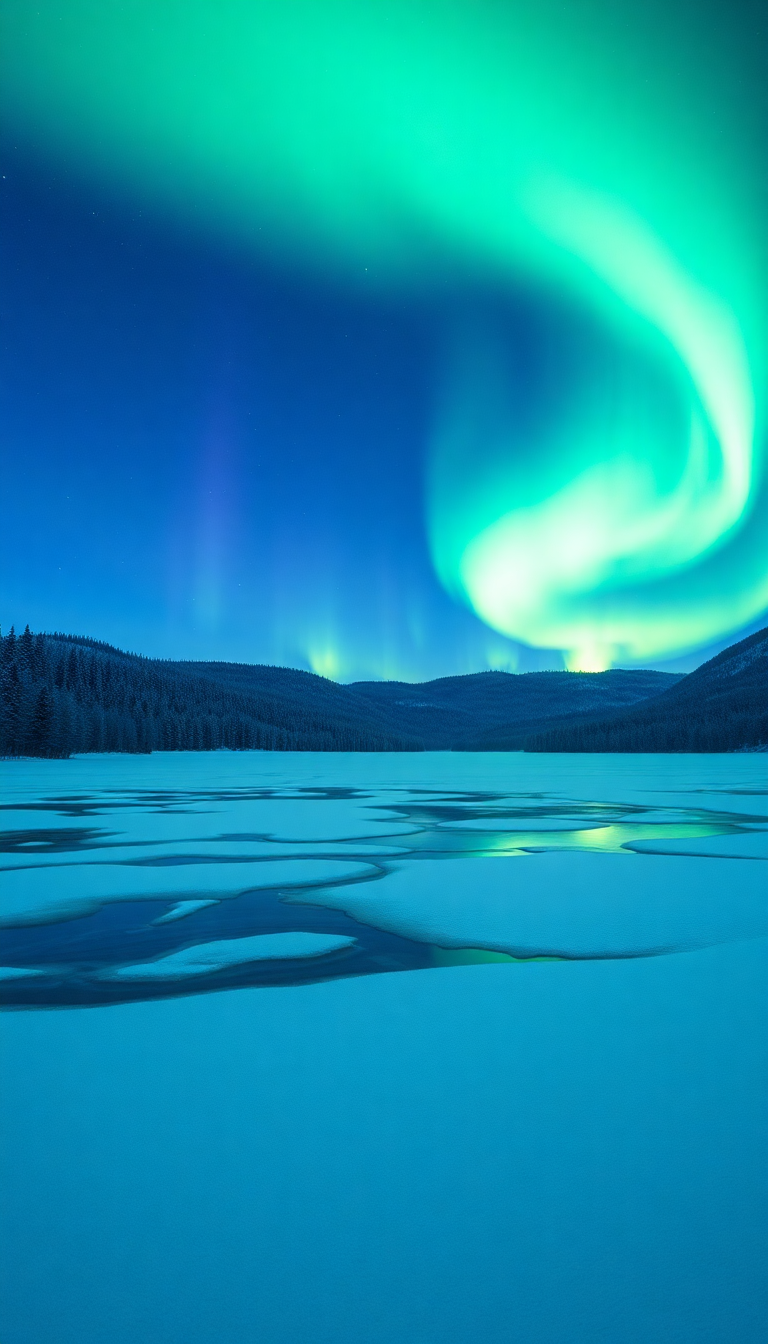 Zen Alpine Winter Northern Lights Wallpaper