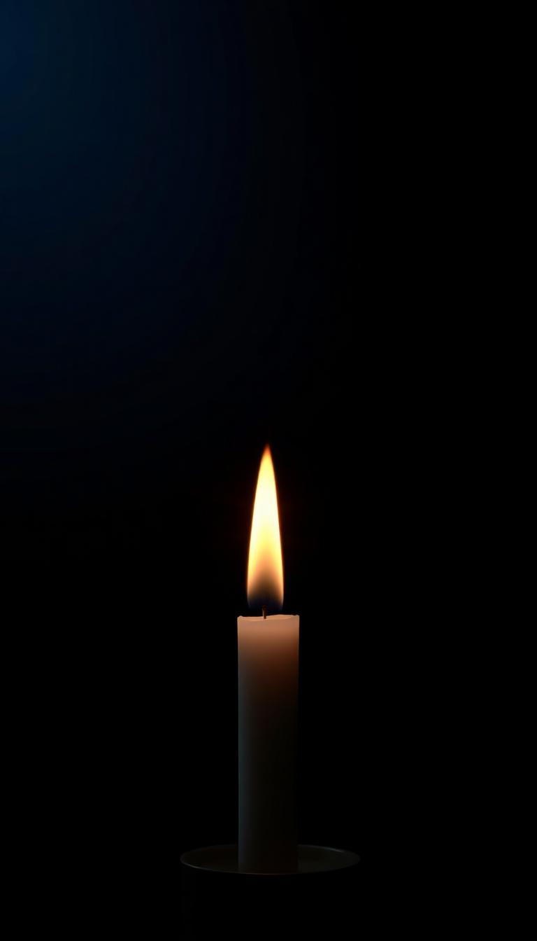 Single Candle Flame Complete Darkness Photorealistic Edition Wallpaper