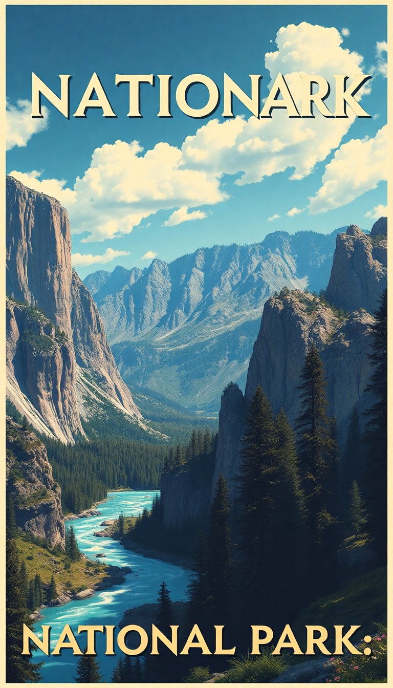 Aesthetic Iridescent Vintage Travel Poster Wallpaper