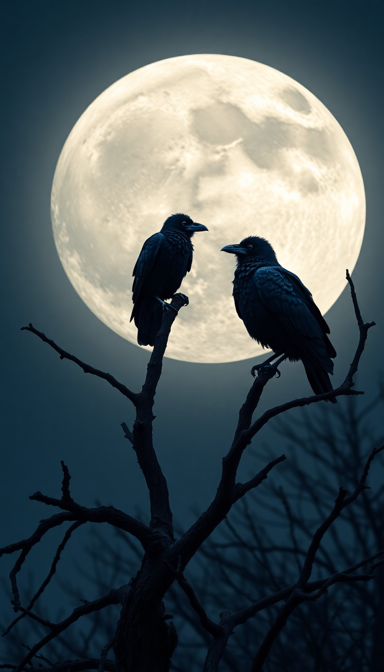 Enchanting Ravens Dead Tree Branches Full Wallpaper