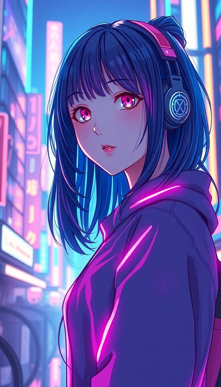 Anime Neon Anime Girl Neon Wallpaper